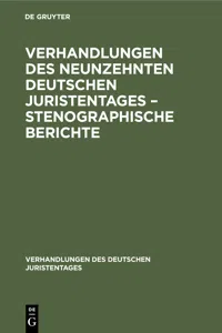 Verhandlungen des Neunzehnten deutschen Juristentages – Stenographische Berichte_cover