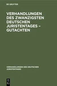 Verhandlungen des Zwanzigsten Deutschen Juristentages – Gutachten_cover