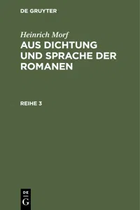 Heinrich Morf: Aus Dichtung und Sprache der Romanen. Reihe 3_cover