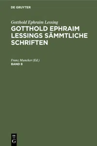 Gotthold Ephraim Lessing: Gotthold Ephraim Lessings Sämmtliche Schriften. Band 8_cover