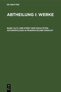 Der Streit der Fakultäten Anthropologie in pragmatischer Hinsicht_cover