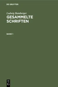 Ludwig Bamberger: Gesammelte Schriften. Band 1_cover