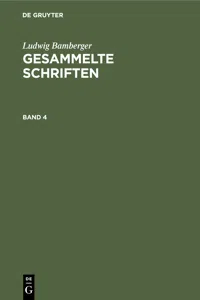 Ludwig Bamberger: Gesammelte Schriften. Band 4_cover