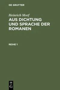 Heinrich Morf: Aus Dichtung und Sprache der Romanen. Reihe 1_cover