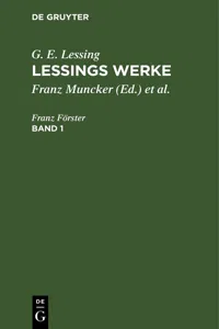 G. E. Lessing: Lessings Werke. Band 1_cover