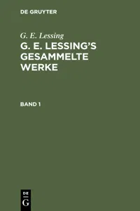 G. E. Lessing: G. E. Lessing's gesammelte Werke. Band 1_cover