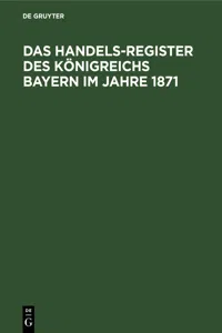 Das Handels-Register des Königreichs Bayern im Jahre 1871_cover