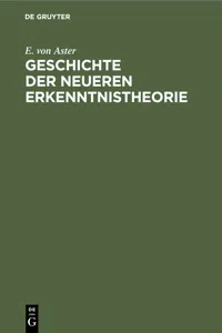 Geschichte der Neueren Erkenntnistheorie_cover