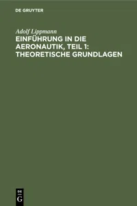 Einführung in die Aeronautik, Teil 1: Theoretische Grundlagen_cover