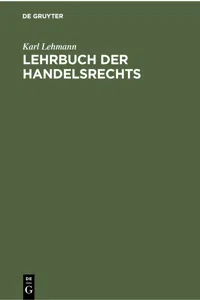 Lehrbuch der Handelsrechts_cover