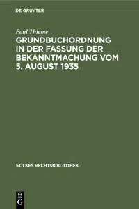 Grundbuchordnung in der Fassung der Bekanntmachung vom 5. August 1935_cover