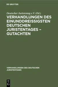 Verhandlungen des Einunddreißigsten Deutschen Juristentages – Gutachten_cover