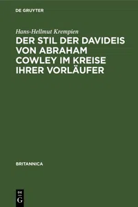 Der Stil der Davideis von Abraham Cowley im Kreise ihrer Vorläufer_cover