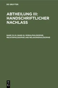 Moralphilosophie, Rechtsphilosophie und Religionsphilosophie_cover