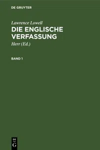 Lawrence Lowell: Die englische Verfassung. Band 1_cover