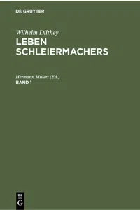 Wilhelm Dilthey: Leben Schleiermachers. Band 1_cover