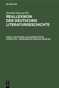 Nachträge: Auslanddeutsches Schrifttum - Trunkenheitsliteratur. Register_cover