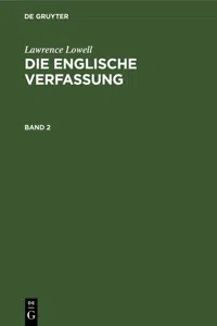 Lawrence Lowell: Die englische Verfassung. Band 2_cover