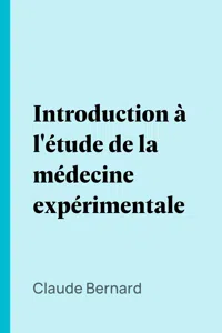 Introduction à l'étude de la médecine expérimentale_cover