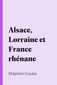 Alsace, Lorraine et France rhénane_cover