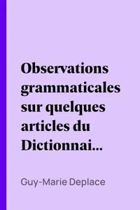 Observations grammaticales sur quelques articles du Dictionnaire du mauvais langage_cover