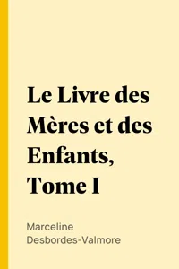 Le Livre des Mères et des Enfants, Tome I_cover