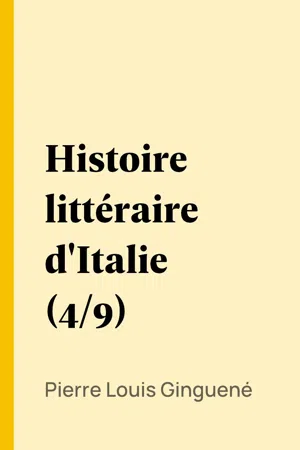 Histoire littéraire d'Italie (4/9)