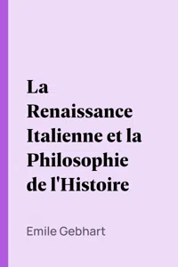 La Renaissance Italienne et la Philosophie de l'Histoire_cover