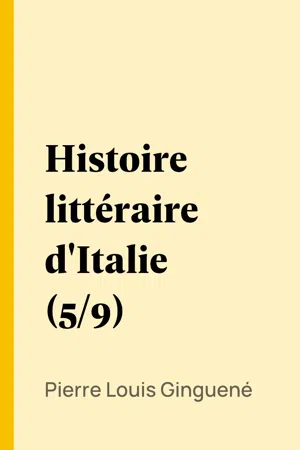 Histoire littéraire d'Italie (5/9)