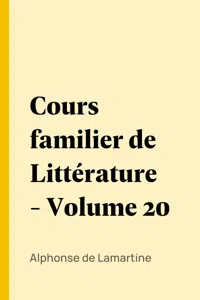 Cours familier de Littérature - Volume 20_cover