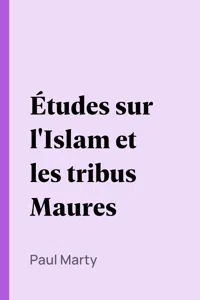 Études sur l'Islam et les tribus Maures_cover