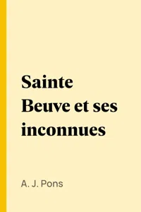 Sainte Beuve et ses inconnues_cover