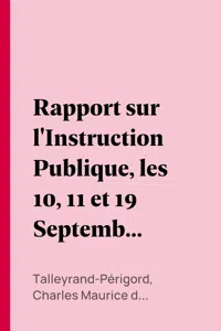 Rapport sur l'Instruction Publique, les 10, 11 et 19 Septembre 1791_cover