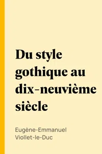 Du style gothique au dix-neuvième siècle_cover