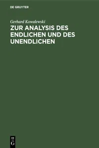 Zur Analysis des Endlichen und des Unendlichen_cover