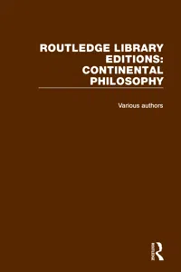 Routledge Library Editions: Continental Philosophy_cover