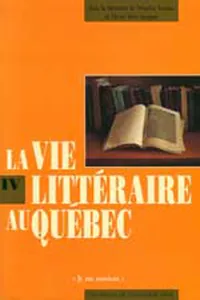 La vie littéraire au Québec_cover