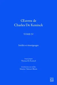 Œuvres de Charles De Koninck. Tome IV. Inédits et témoignages_cover