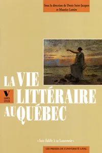 La vie littéraire au Québec_cover