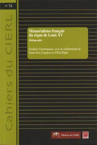 Mémorialistes français du règne Louis XV_cover