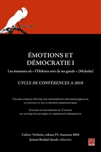 Émotions et démocratie 1. Les moments où l'histoire sort de ses gonds. Cahiers Verbatim 4_cover