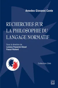 Recherches sur la philosophie du langage normatif. Anthologie de textes de Amedeo Giovanni Conte_cover