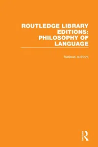 Routledge Library Editions: Philosophy of Language_cover