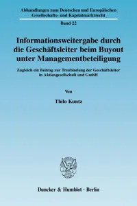 Informationsweitergabe durch die Geschäftsleiter beim Buyout unter Managementbeteiligung._cover