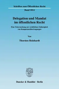 Delegation und Mandat im öffentlichen Recht._cover