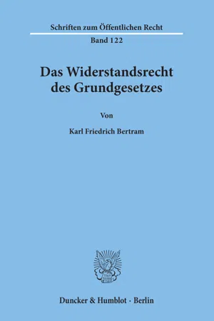 Das Widerstandsrecht des Grundgesetzes.