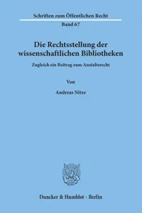 Die Rechtsstellung der wissenschaftlichen Bibliotheken._cover