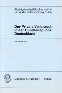 Der Private Verbrauch in der Bundesrepublik Deutschland._cover