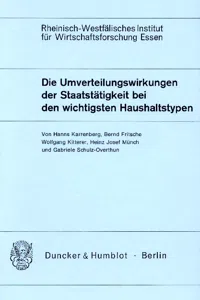 Die Umverteilungswirkungen der Staatstätigkeit bei den wichtigsten Haushaltstypen._cover