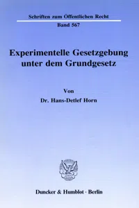 Experimentelle Gesetzgebung unter dem Grundgesetz._cover